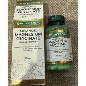 Nature's Bounty Magnesium Glycinate High Absorption 90 Ct 360mg 11/2028